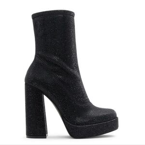 Call It Spring TYRAH OPEN BLACK Platform Women Boots Black With Glitter Size 5